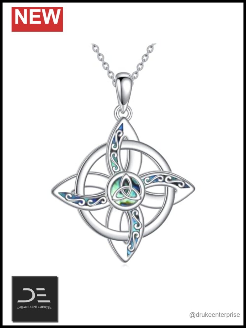 Witches Knot Necklace 925 Sterling Silver Wiccan Pagan Pendant Protection